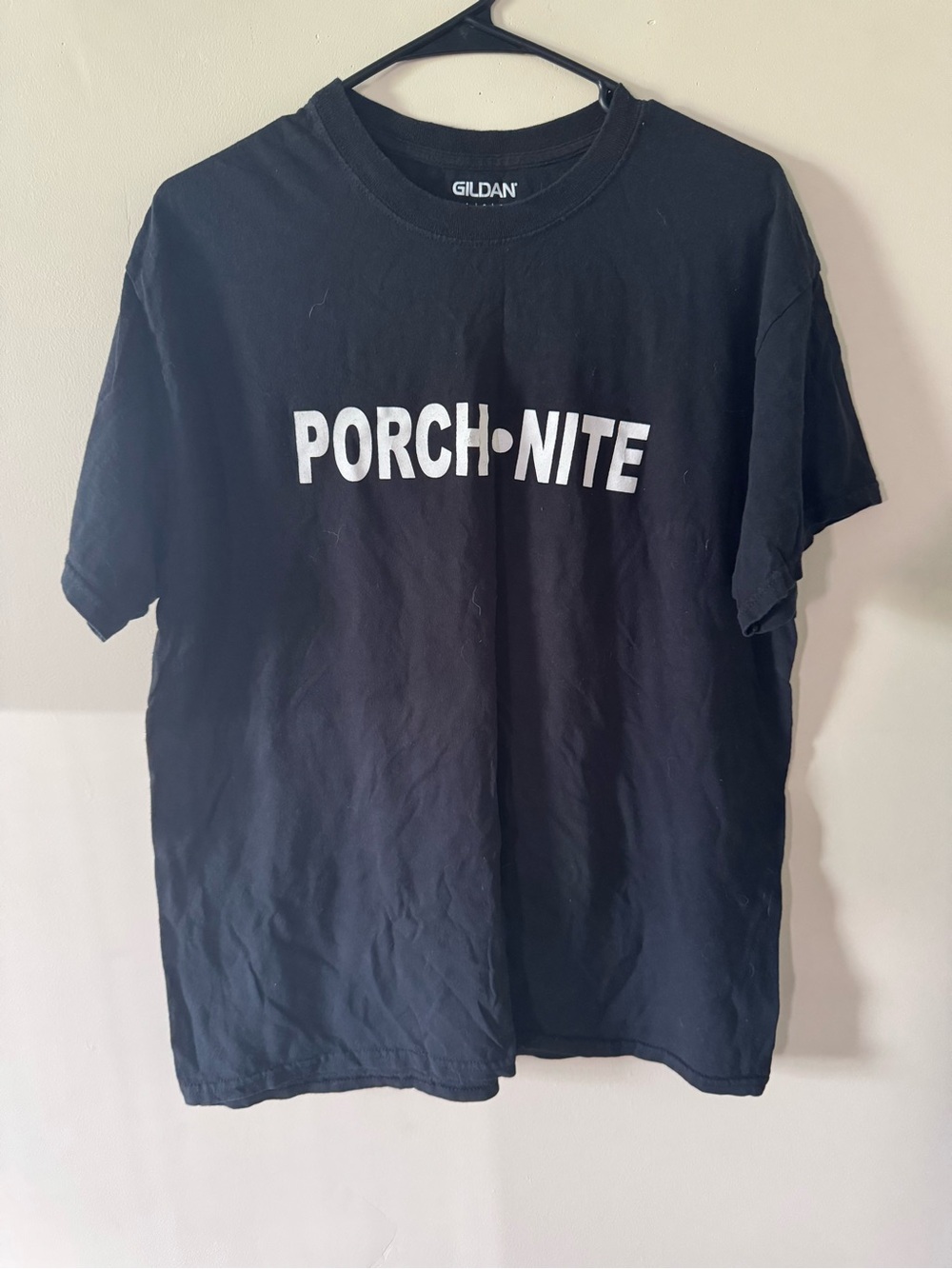 Porch Nite Black Graphic T-Shirt Size Large Gildan Unisex Tee